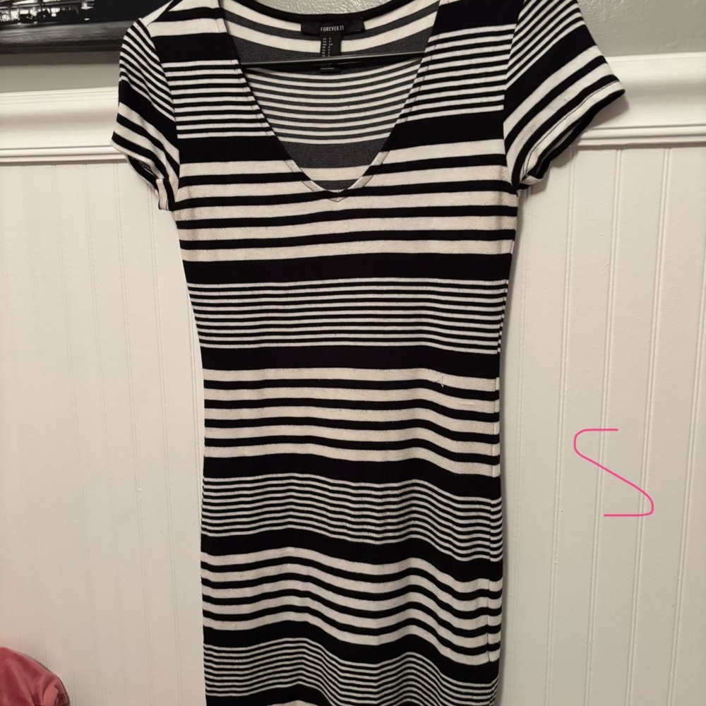 Forever 21 Black and White Striped Mini Dress